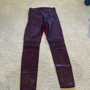 Hudson Stark Moto Pant dark red style#wm4045tip color#crmw cut #9596 shade# A